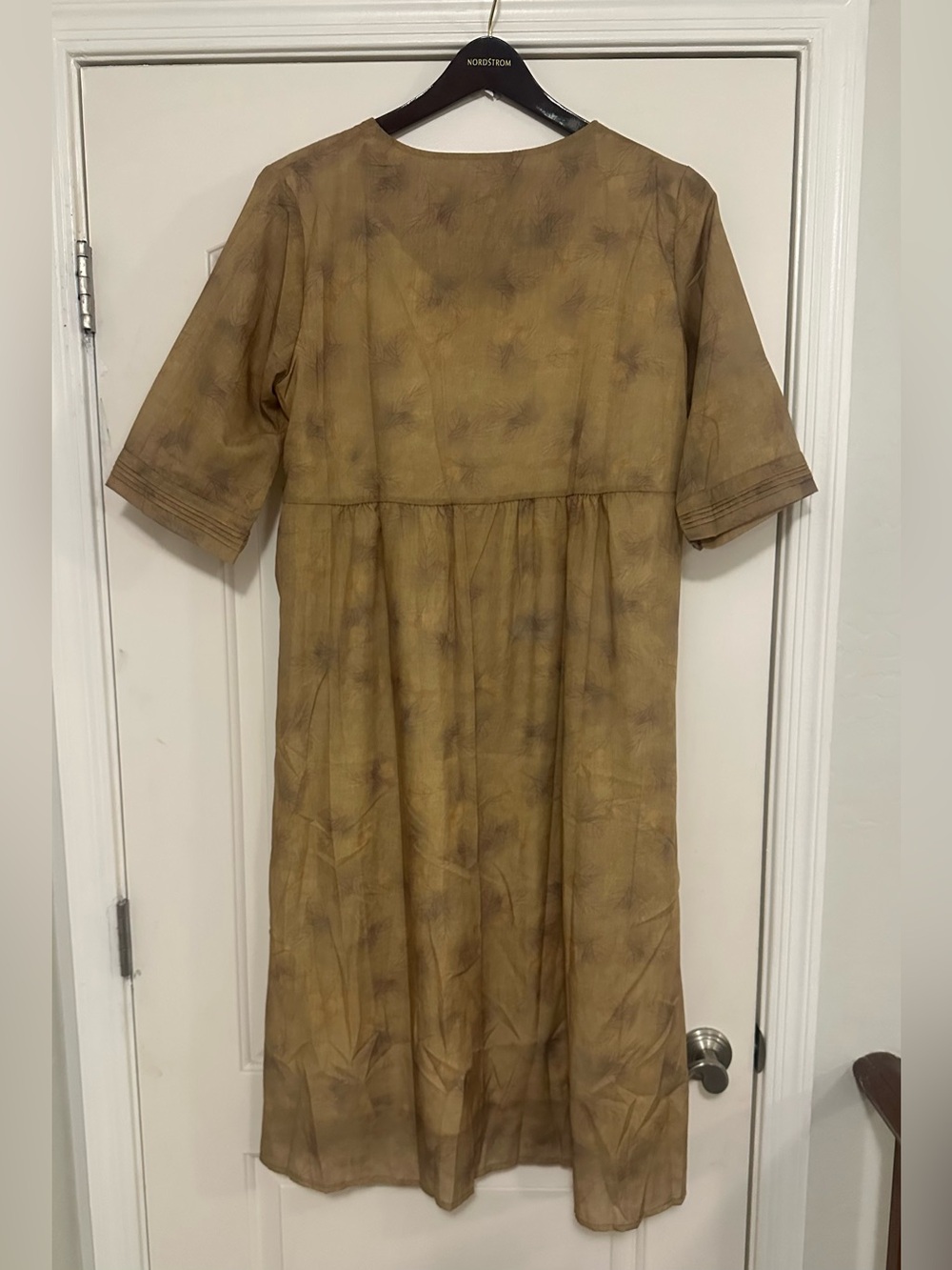 NWT 3 Fat Men Abstract Tie-Dye Linen Midi Dress Lagenlook Oversized One Size - Picture 2 of 6